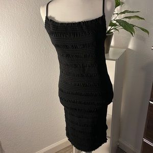 H&M Smocked Black bodycon dress